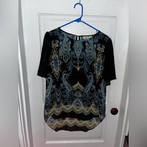 Cato Paisley Sheer Swing Blouse Top